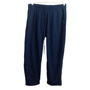 J. Crew Navy Blue Linen/Cotton Drawstring Cuff Pants -Size:10